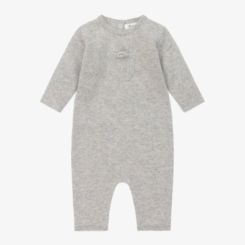 Grey Cashmere Knit Baby Romper