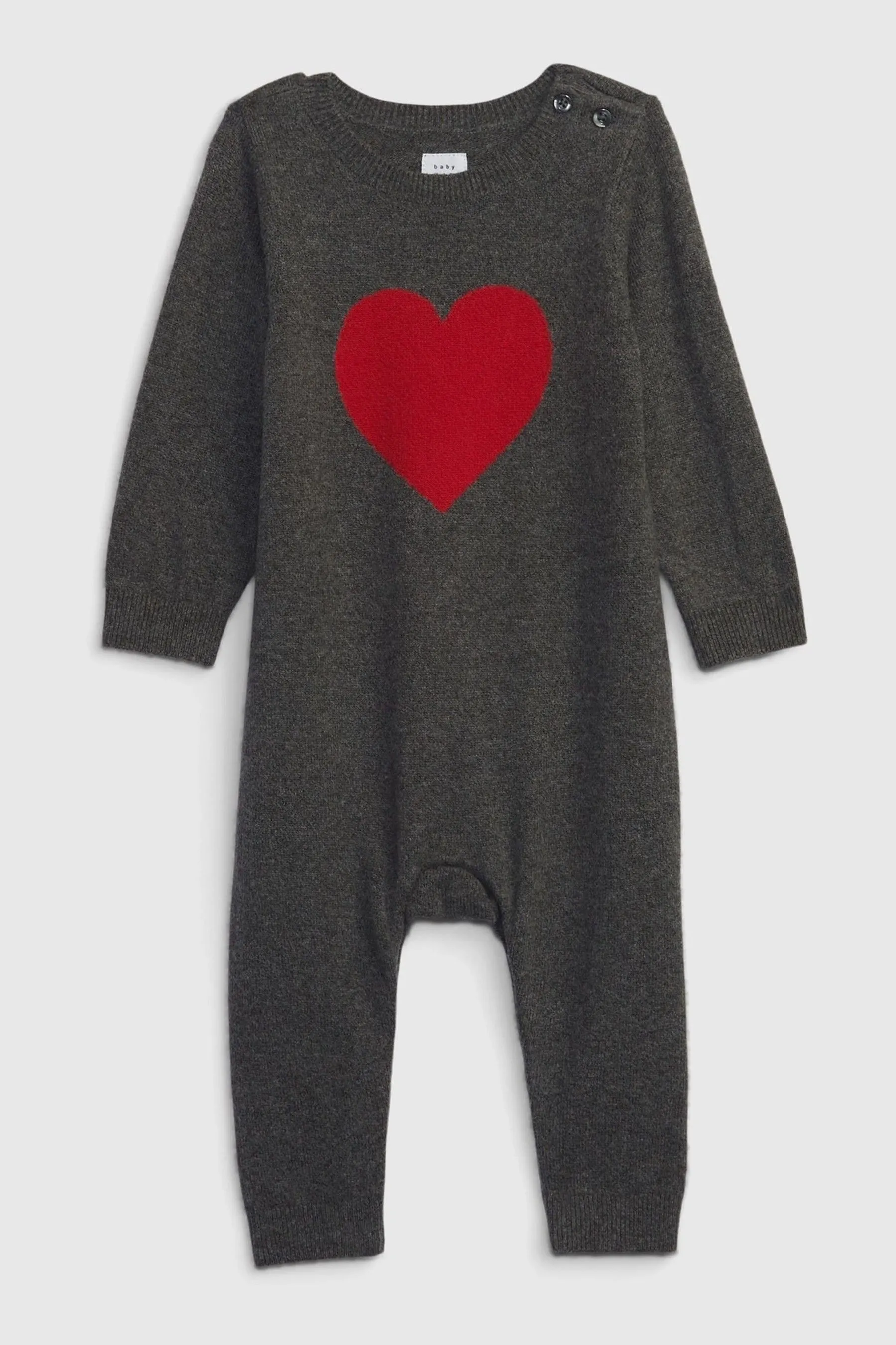 Grey CashSoft Heart Knit Long Sleeve Sleepsuit (Newborn - 24mths)