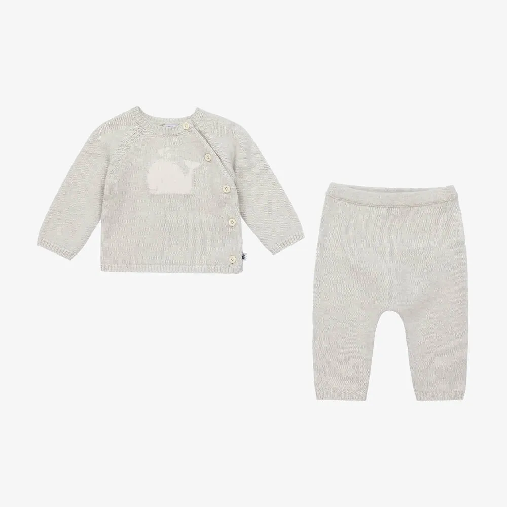 Grey Whale Wool Knit Baby Trouser Set