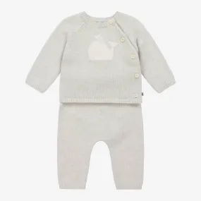 Grey Whale Wool Knit Baby Trouser Set