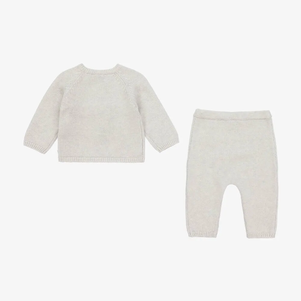 Grey Whale Wool Knit Baby Trouser Set