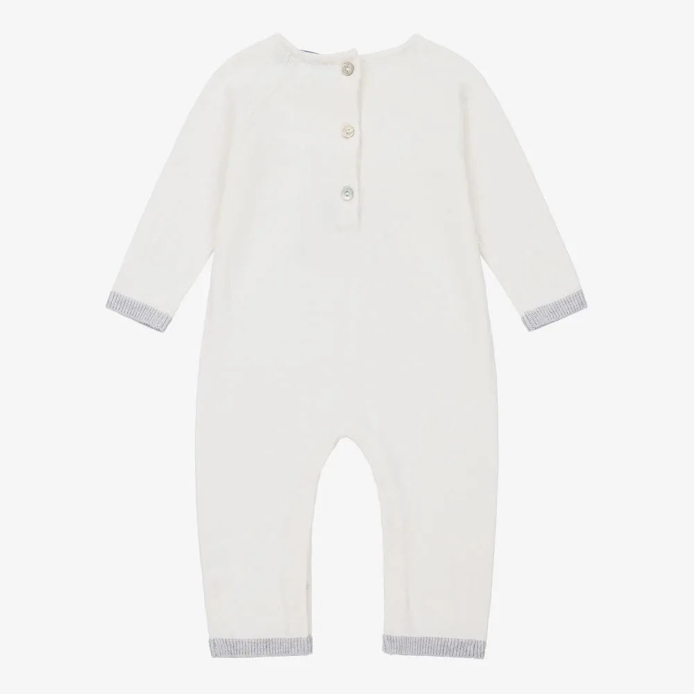 Ivory Cotton Knit Baby Romper