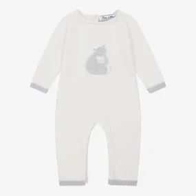 Ivory Cotton Knit Baby Romper