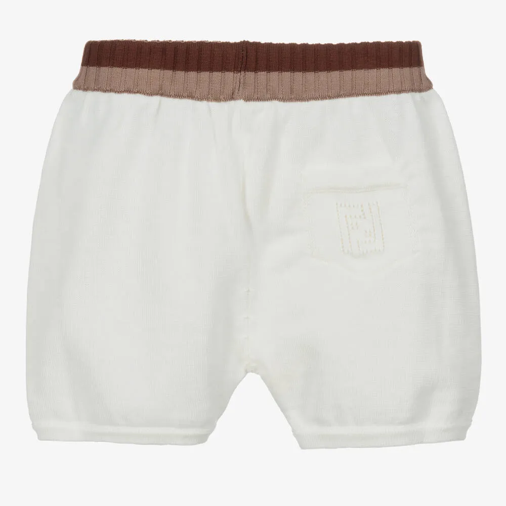 Ivory Cotton Knit Baby Shorts