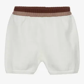 Ivory Cotton Knit Baby Shorts