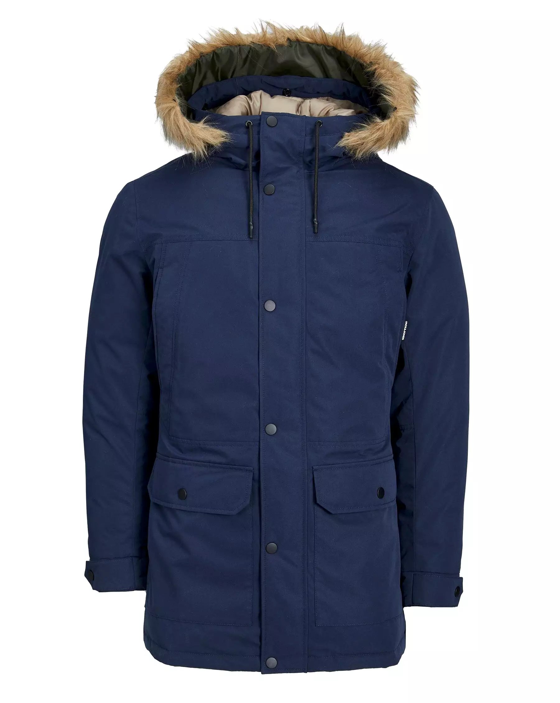 Jack & Jones Mens Faux Fur Hooded Parka Jacket / Coat 'Super'