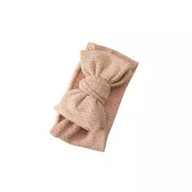 Jacquard Knitted Bow Knot Baby Headband in Oat