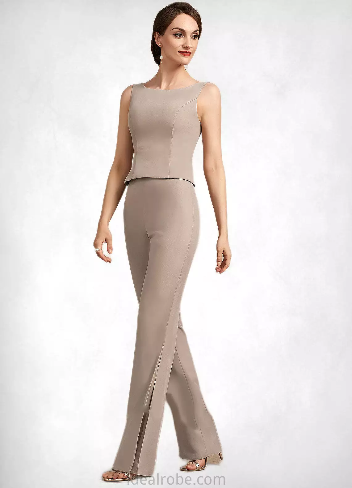 Karissa Jumpsuit/Pantsuit Scoop Neck Floor-Length Chiffon Mother of the Bride Dress STK126P0014864