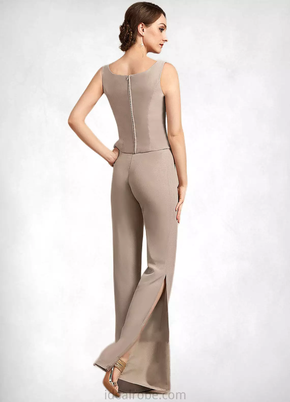 Karissa Jumpsuit/Pantsuit Scoop Neck Floor-Length Chiffon Mother of the Bride Dress STK126P0014864