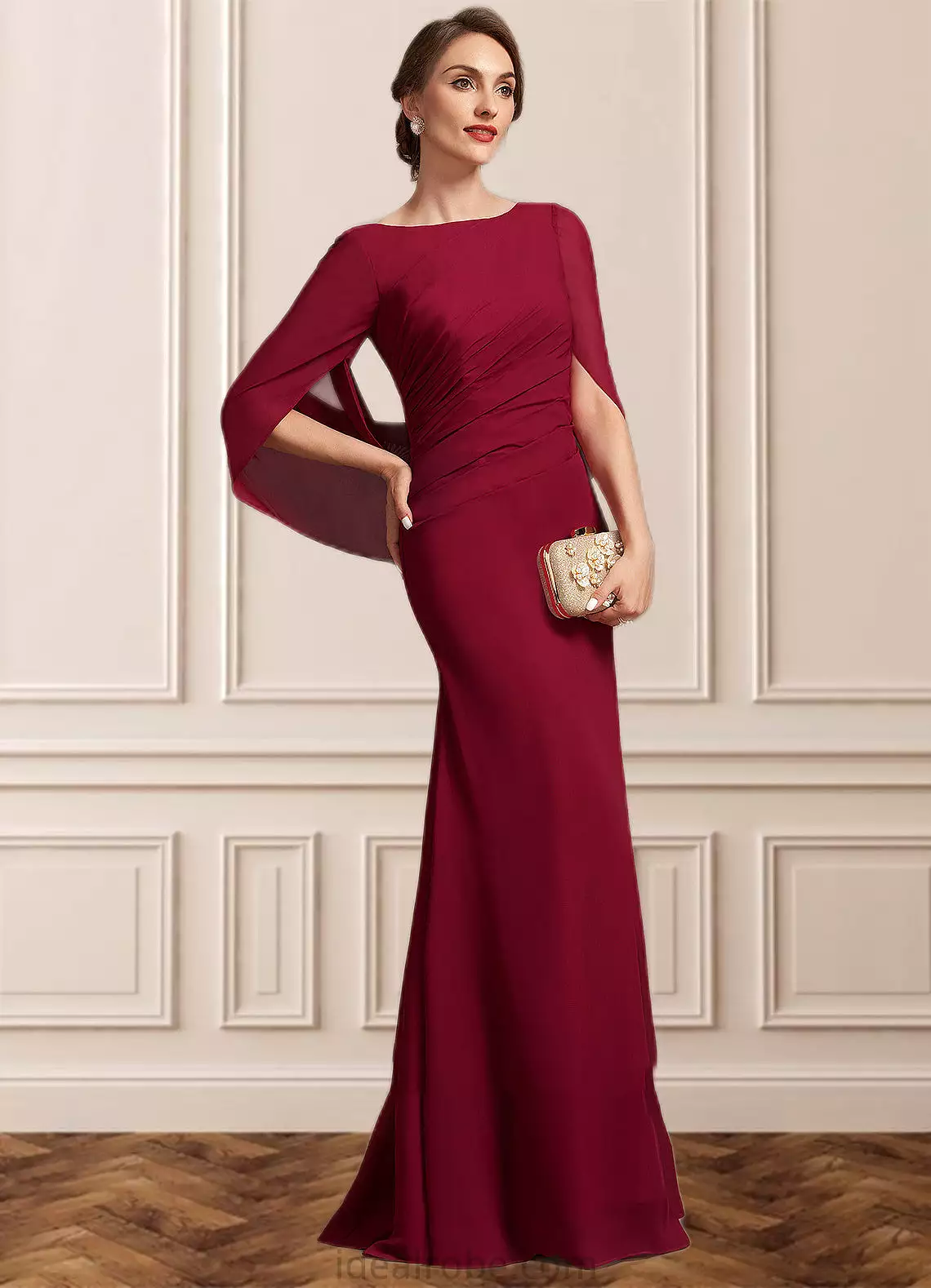 Kimora Trumpet/Mermaid Scoop Neck Floor-Length Chiffon Mother of the Bride Dress With Ruffle STK126P0014842