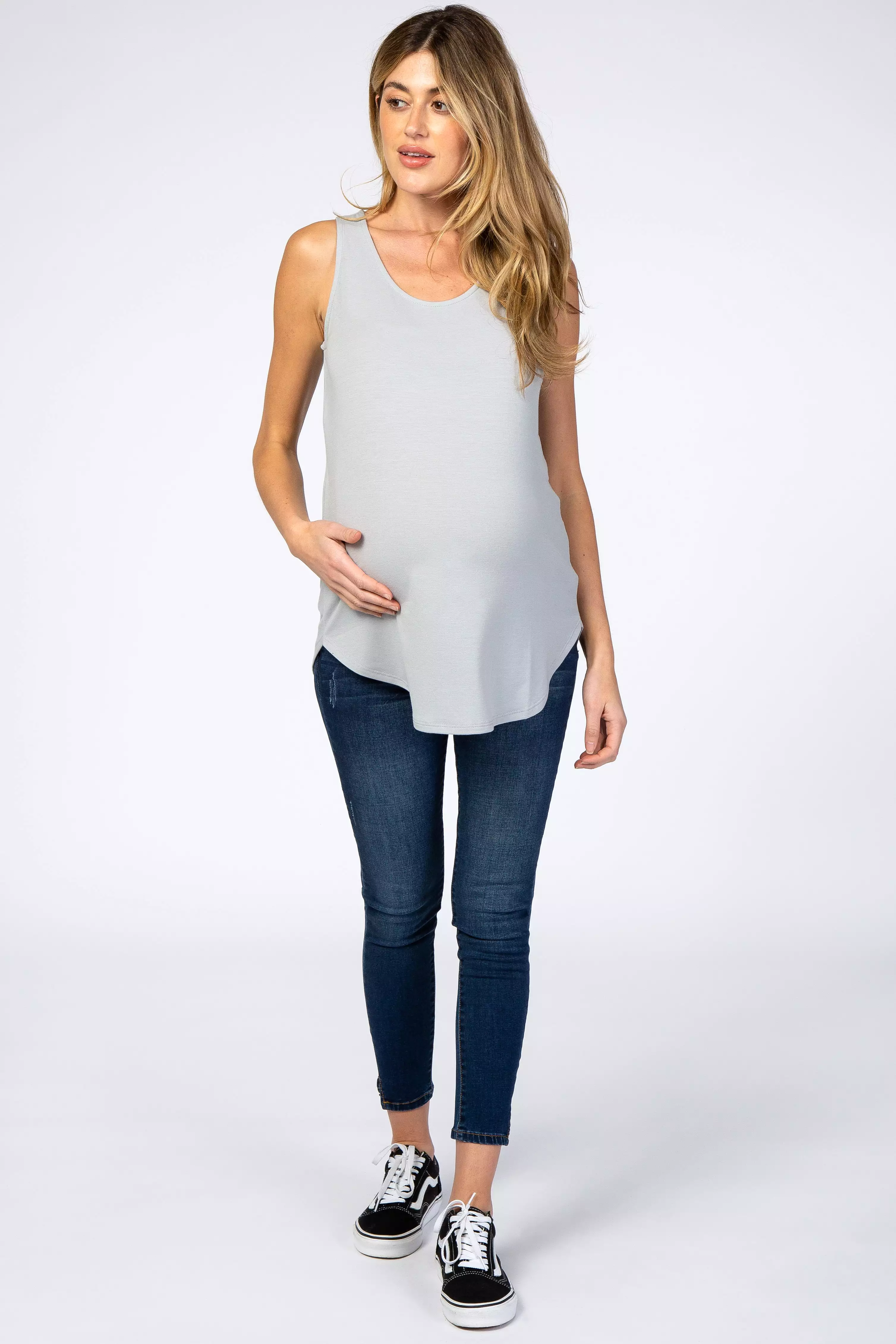 Light Grey Basic Sleeveless Maternity Top