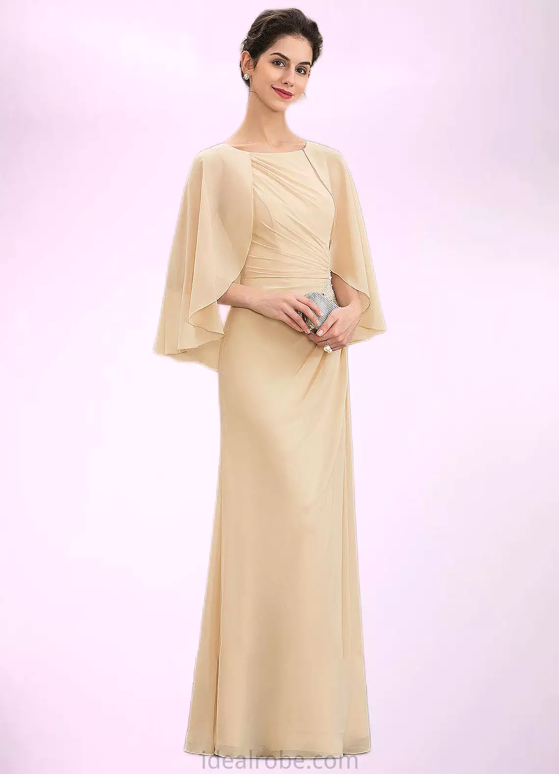 Lily A-Line Scoop Neck Floor-Length Chiffon Mother of the Bride Dress With Ruffle Beading Sequins STK126P0014827