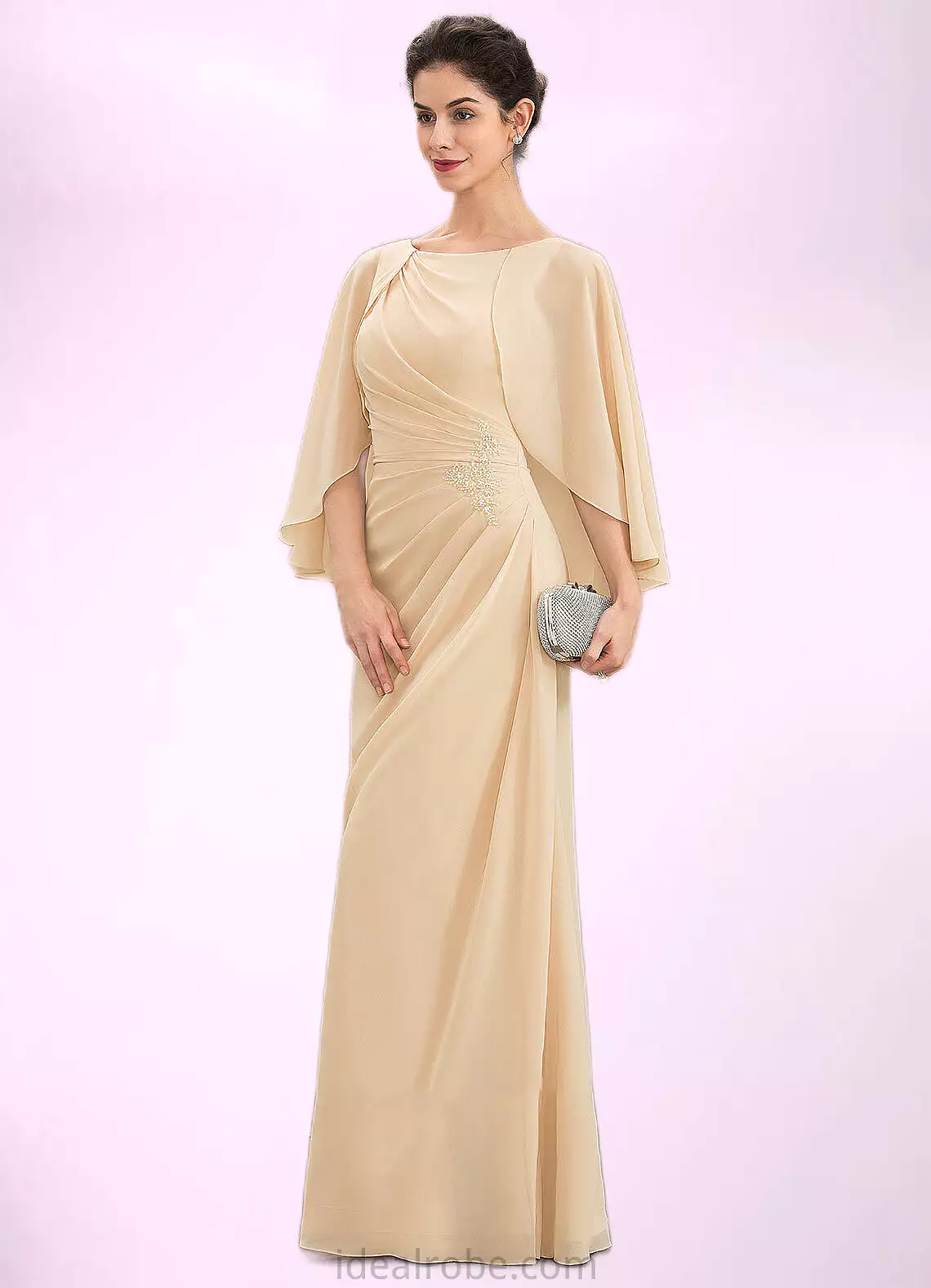 Lily A-Line Scoop Neck Floor-Length Chiffon Mother of the Bride Dress With Ruffle Beading Sequins STK126P0014827