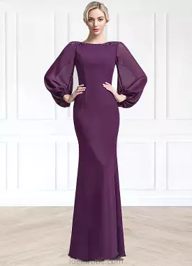 Linda Trumpet/Mermaid Scoop Neck Floor-Length Chiffon Mother of the Bride Dress With Beading Sequins STK126P0014748