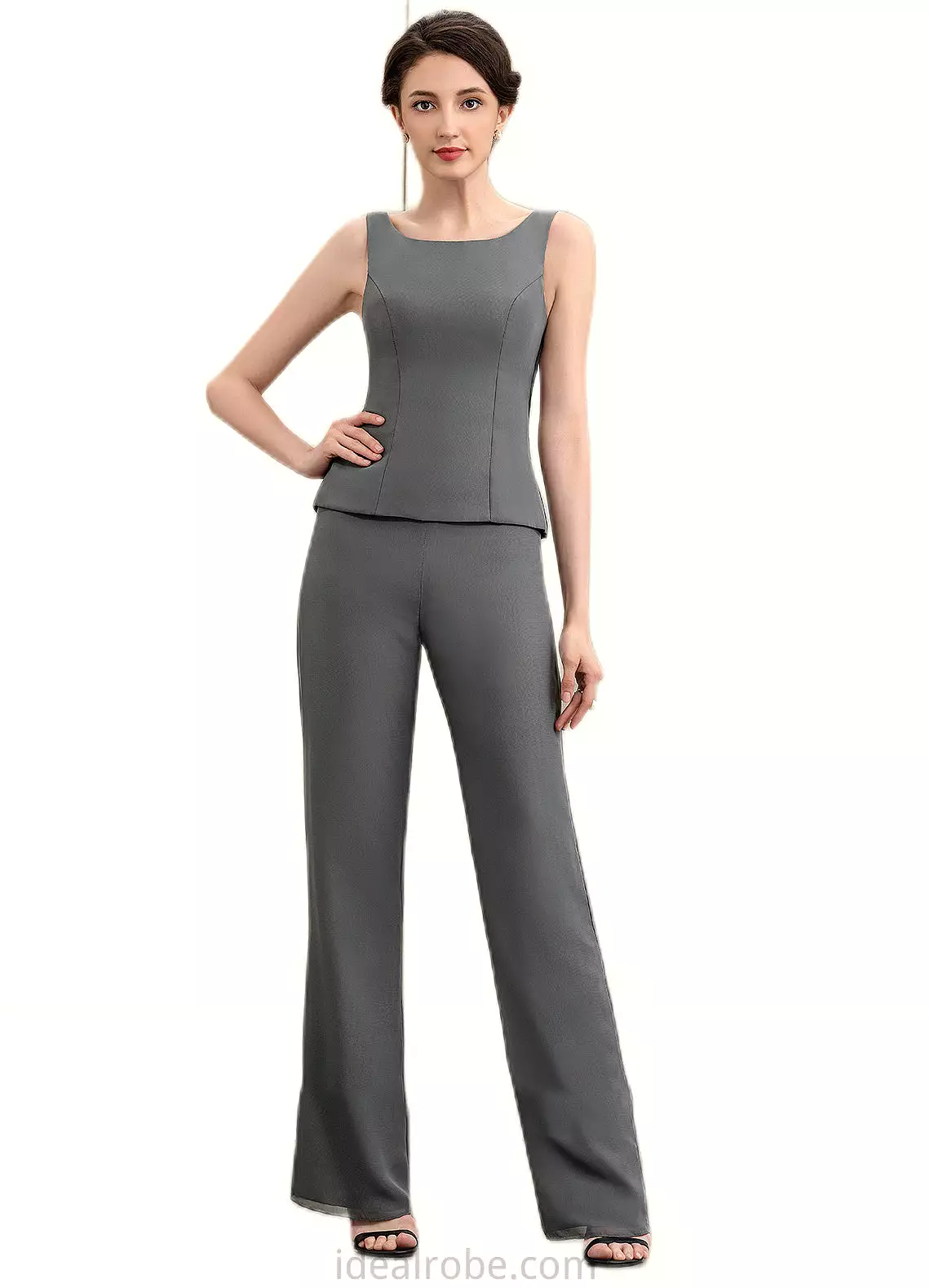 Lizbeth Jumpsuit/Pantsuit Scoop Neck Ankle-Length Chiffon Mother of the Bride Dress STK126P0014890