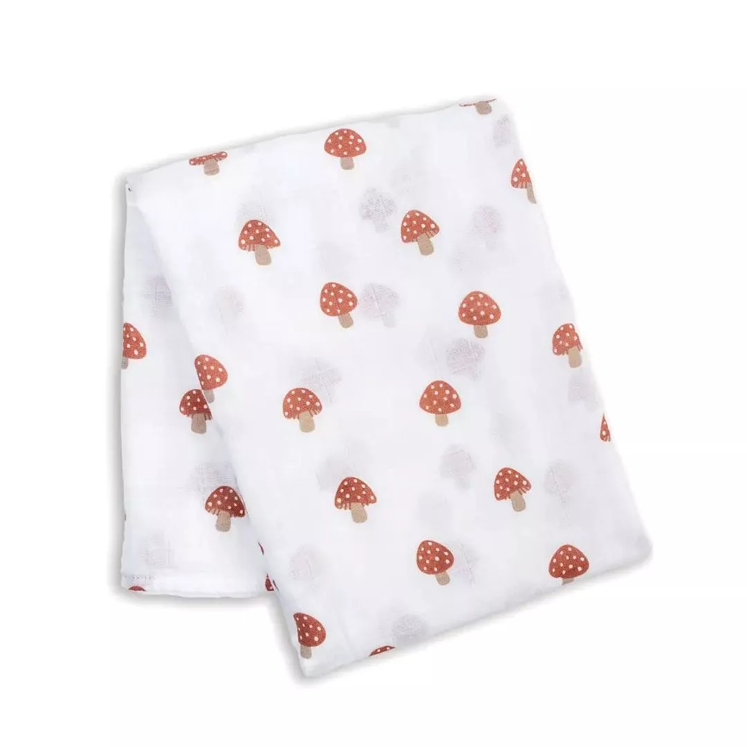 Lulujo Mushrooms Large Cotton Baby Swaddle