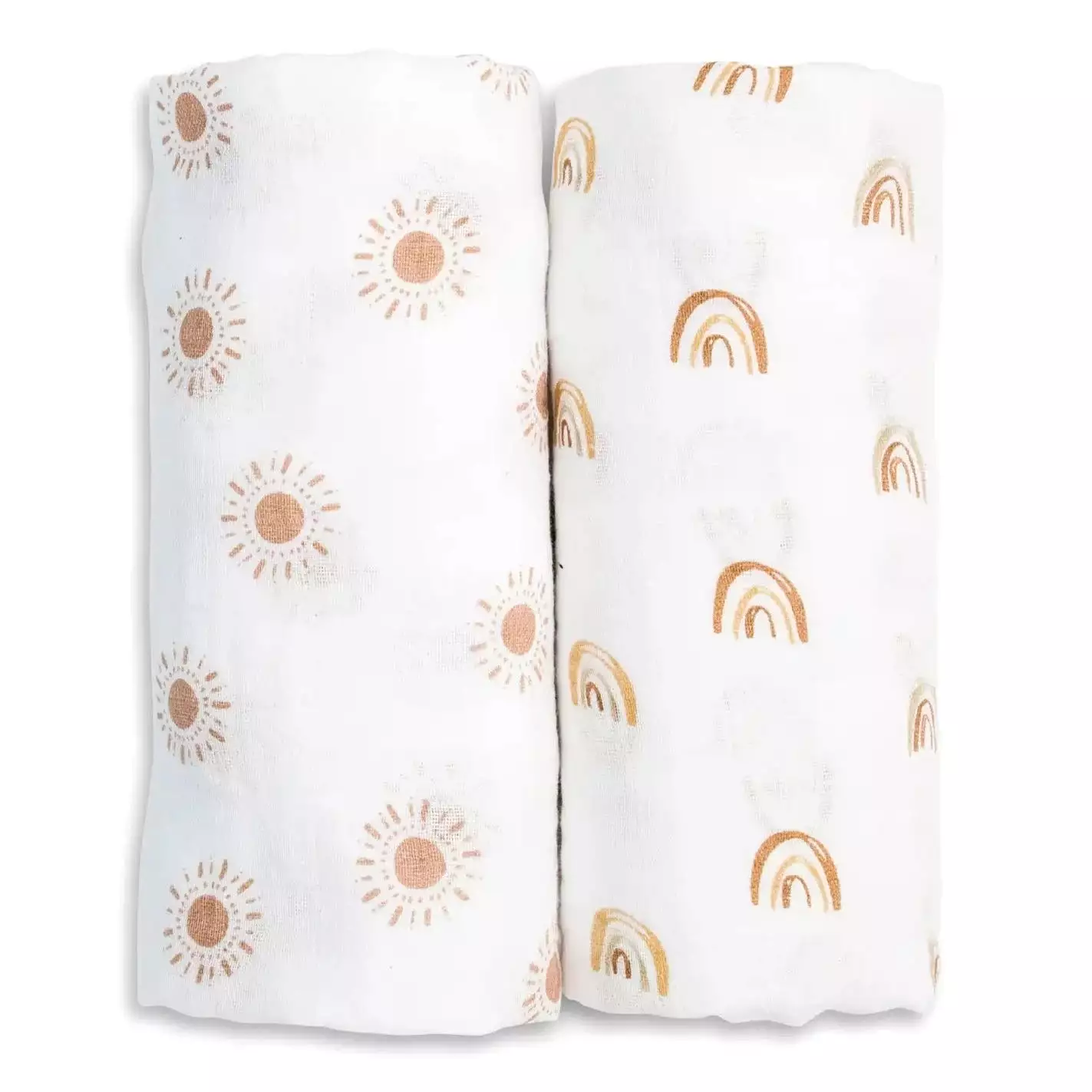 Lulujo Rainbows/Suns Cotton 2-Pack Baby Swaddles