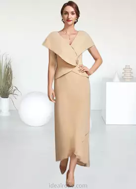 Marisa A-line V-Neck Asymmetrical Chiffon Mother of the Bride Dress With Beading Sequins STK126P0014615