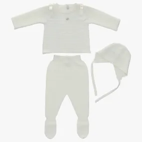 Martin Aranda Knit 3Pc Lace Trim Baby Set