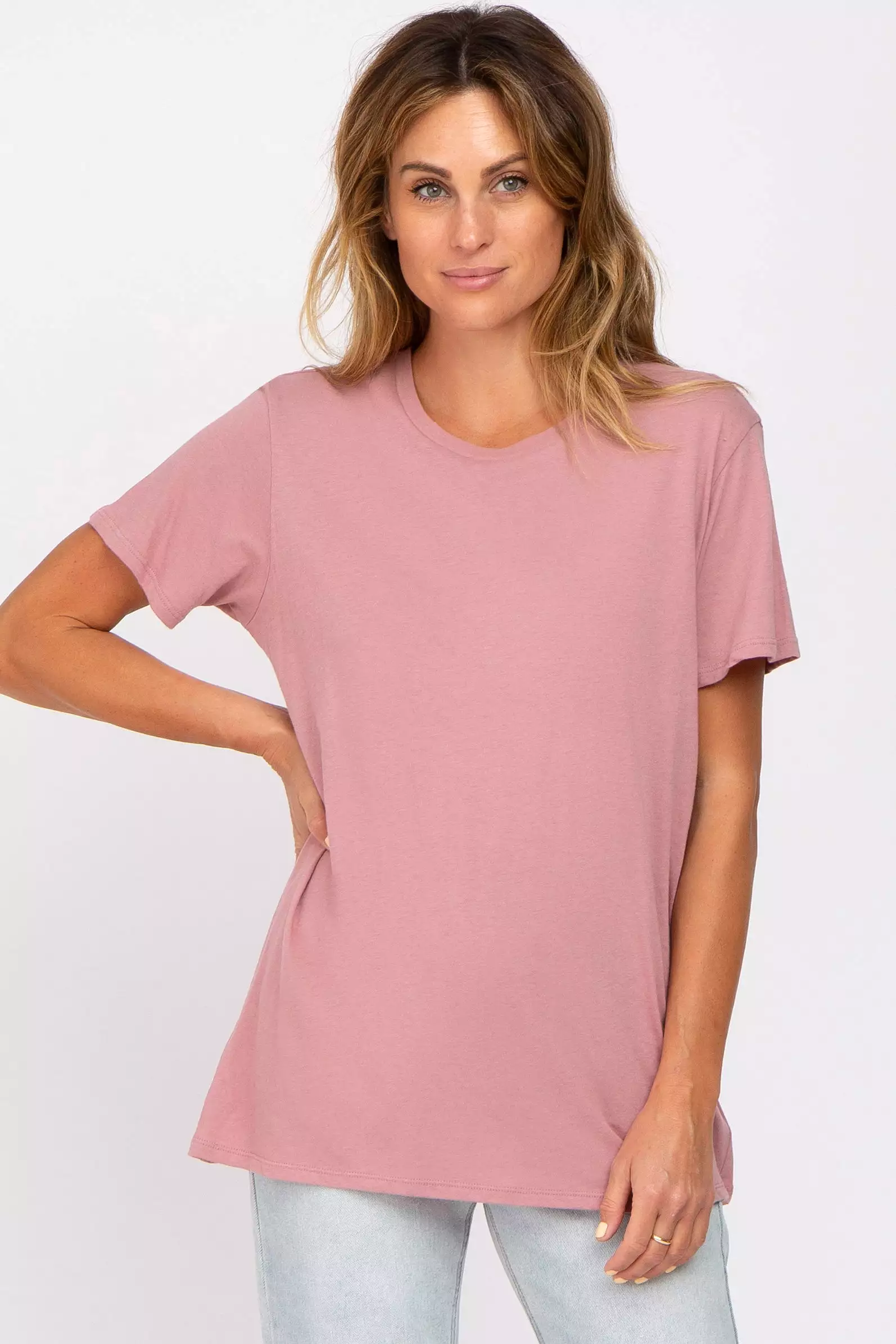 Mauve Oversized Short Sleeve Maternity Top