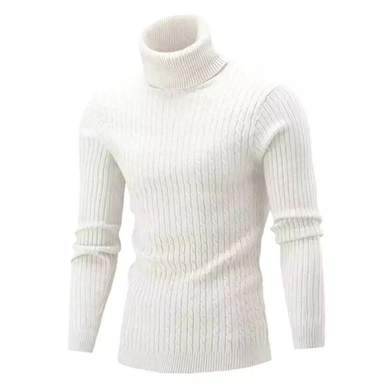 Men's Turtleneck Sweater Men's Knitting Pullovers Turtle Rollneck Knitted Sweater