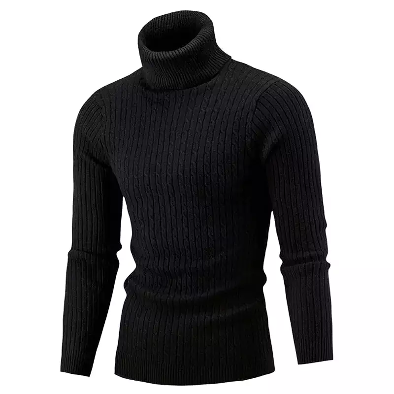 Men's Turtleneck Sweater Men's Knitting Pullovers Turtle Rollneck Knitted Sweater