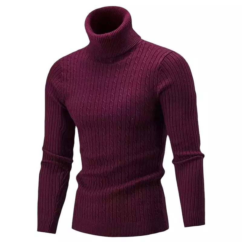 Men's Turtleneck Sweater Men's Knitting Pullovers Turtle Rollneck Knitted Sweater