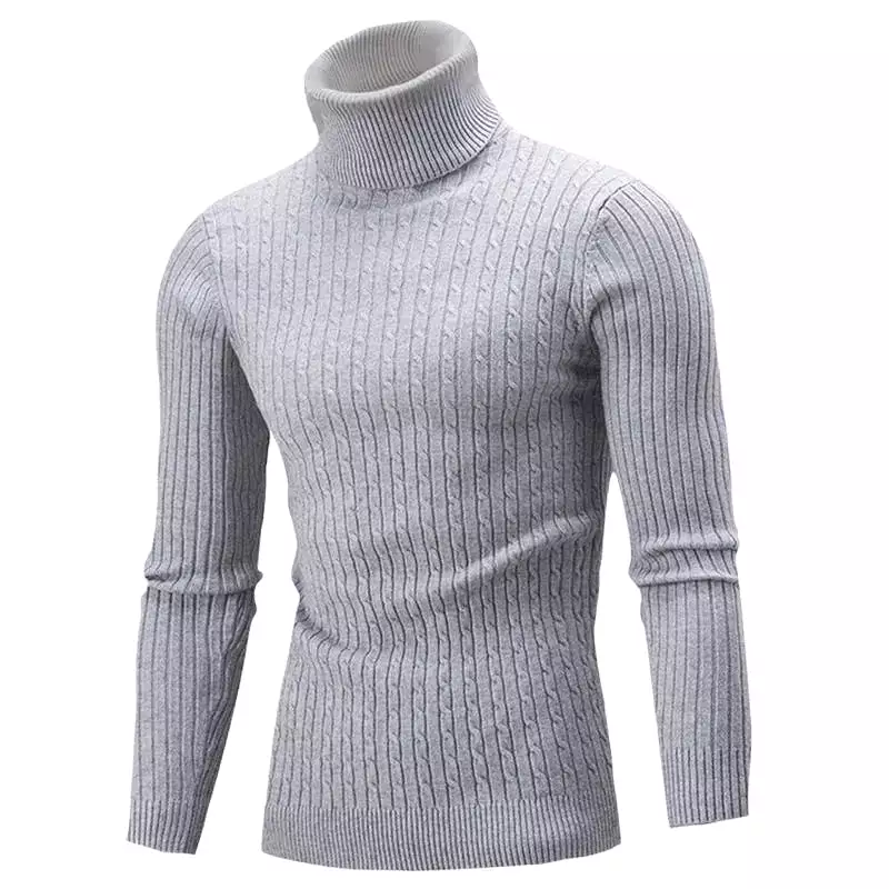 Men's Turtleneck Sweater Men's Knitting Pullovers Turtle Rollneck Knitted Sweater