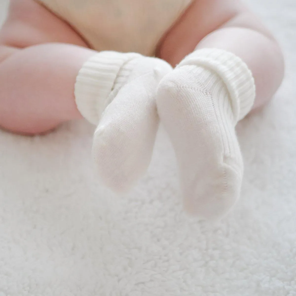 Merino Wool Baby Socks - 2 Pairs - Gray/White