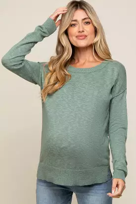 Mint Green Knit Long Sleeve Maternity Top