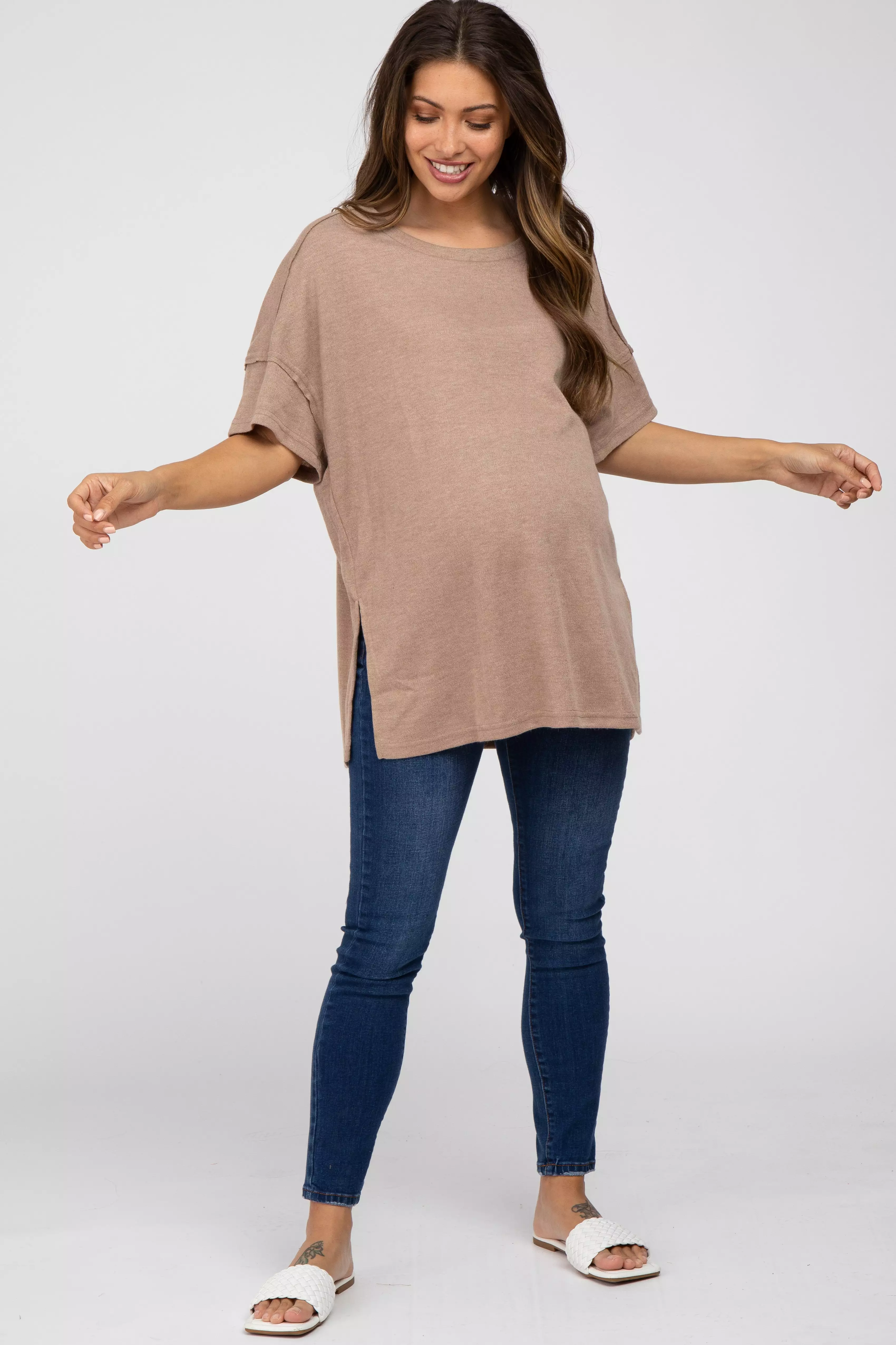 Mocha Knit Oversized Maternity Top