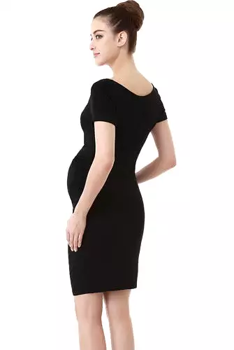 Momo Maternity Cowl Neck Ruched Midi Dress