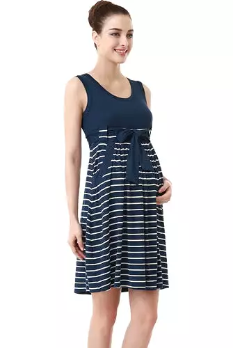 Momo Maternity Scoop Neck Striped Dress