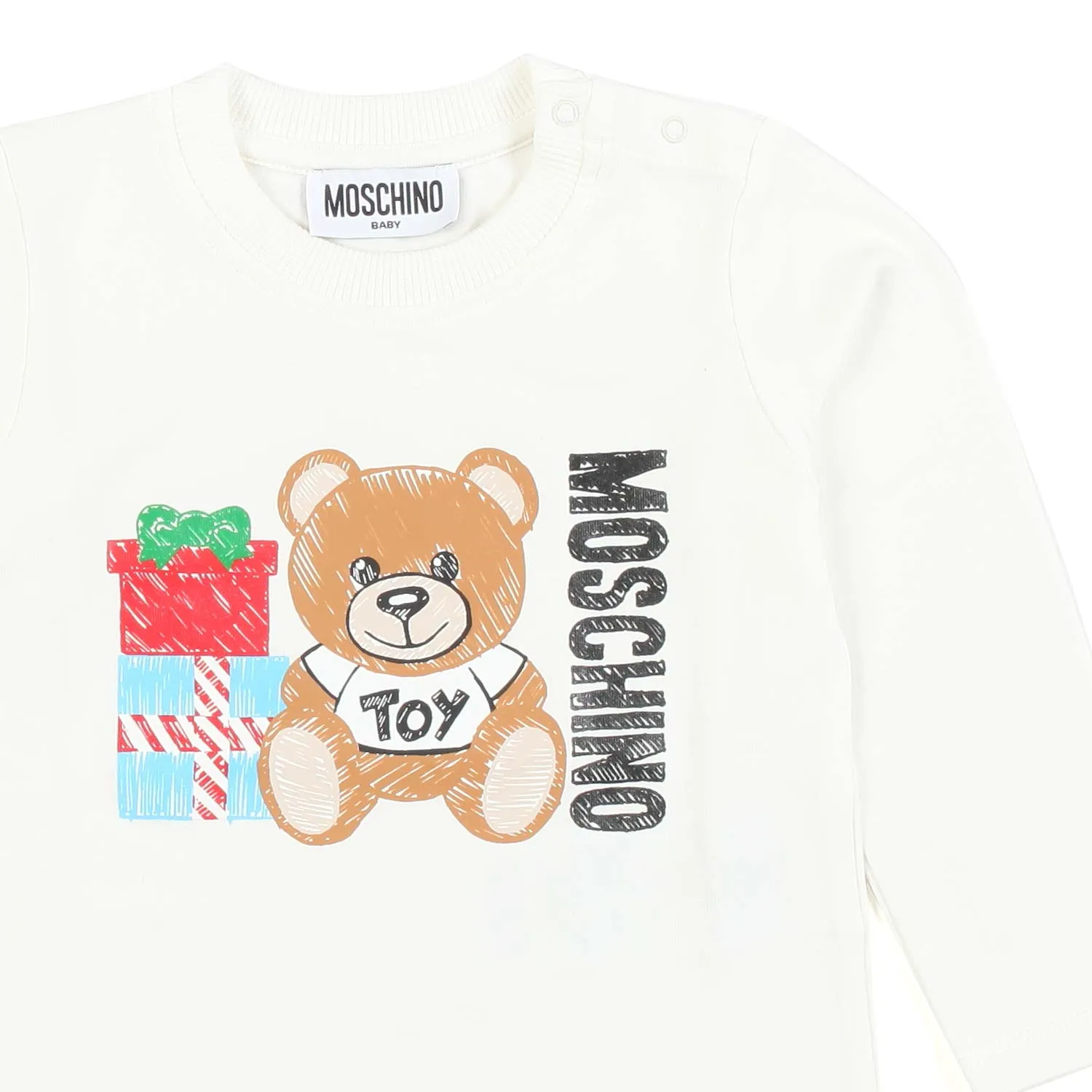 Moschino Milky White Long Sleeve Baby T-Shirt