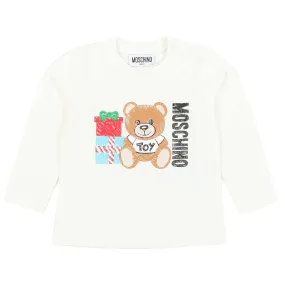 Moschino Milky White Long Sleeve Baby T-Shirt