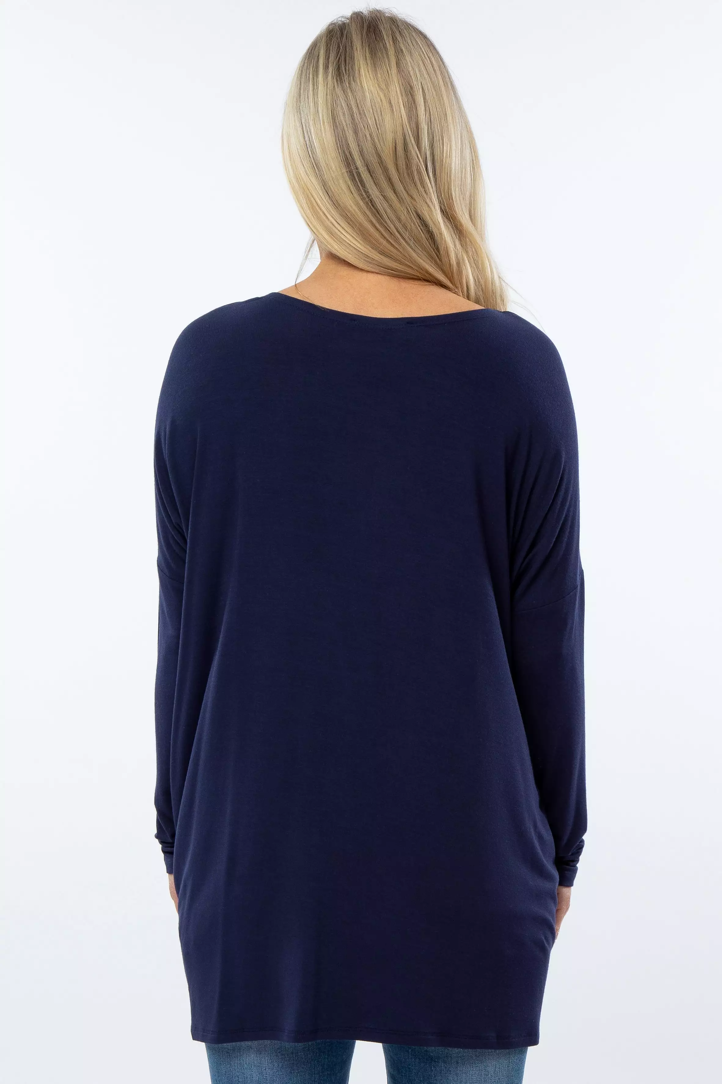 Navy Long Dolman Sleeve Maternity Top