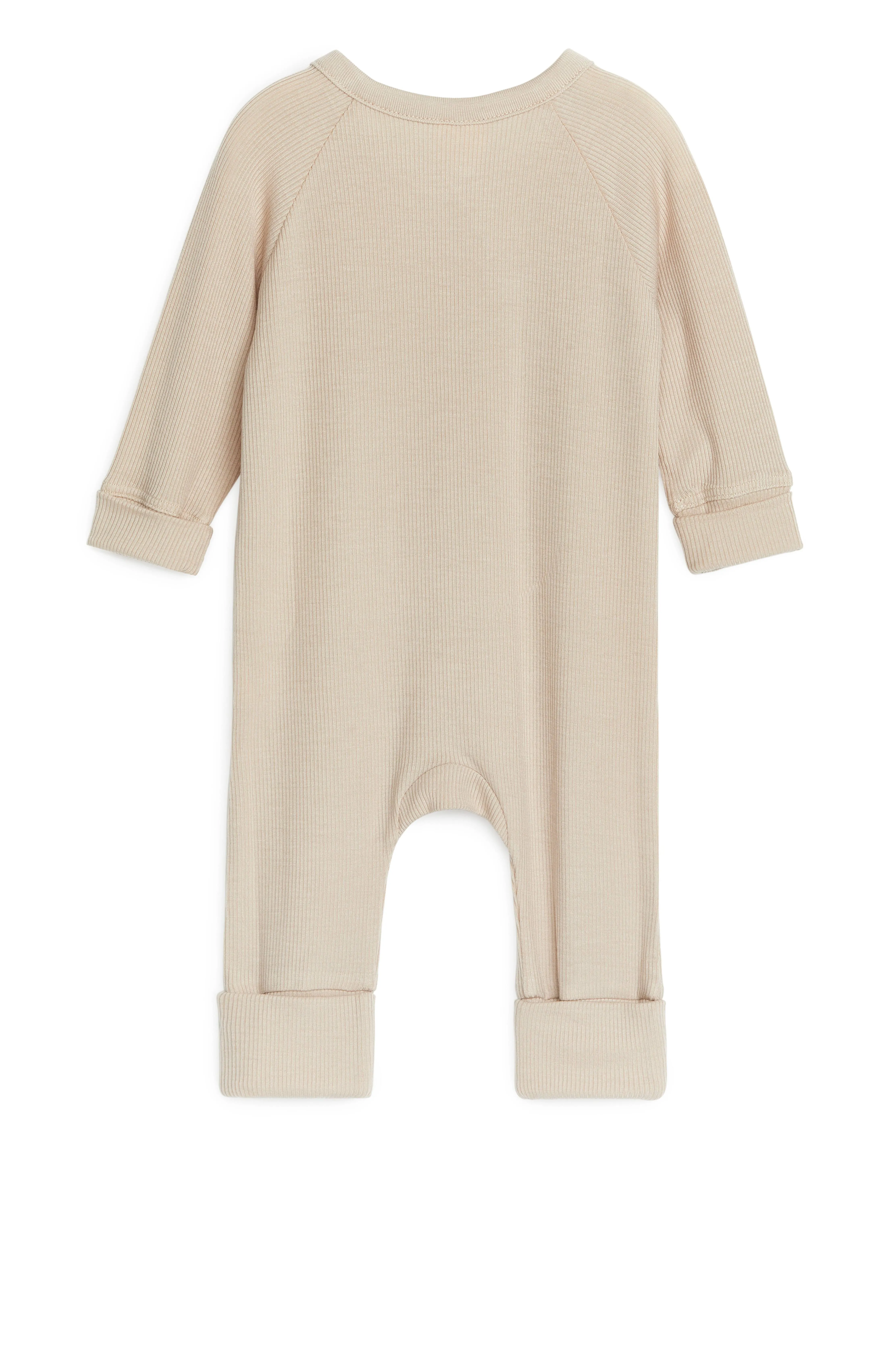 Newborn Smooth Rib Pyjama - Long sleeve - Beige - Kids | H&M GB