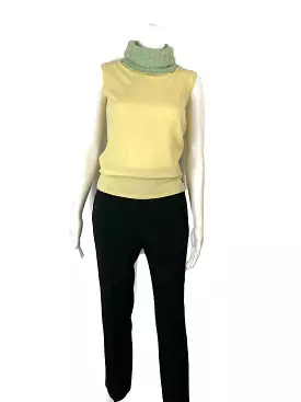 NWT Chanel 01A 2001 Fall green yellow turtleneck sweater blouse FR 40 US 4