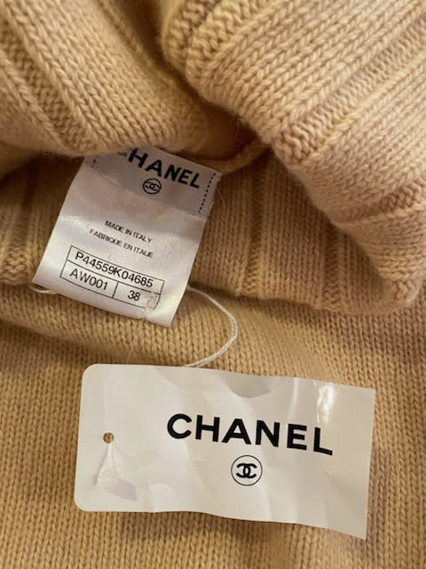 NWT Chanel 12A 2012 Fall ecru pullover turtleneck sweater FR 38