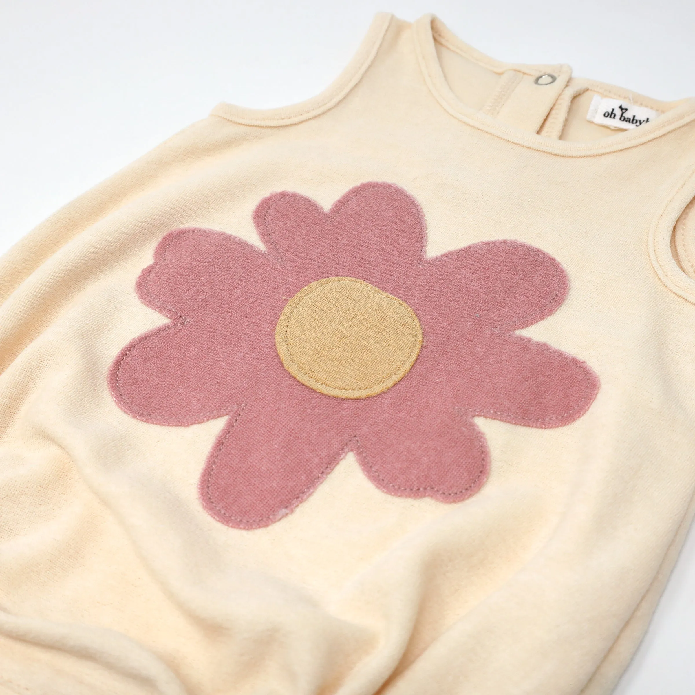 oh baby! Cotton Terry Bubble - Blush Daisy Terry Applique - Vanilla