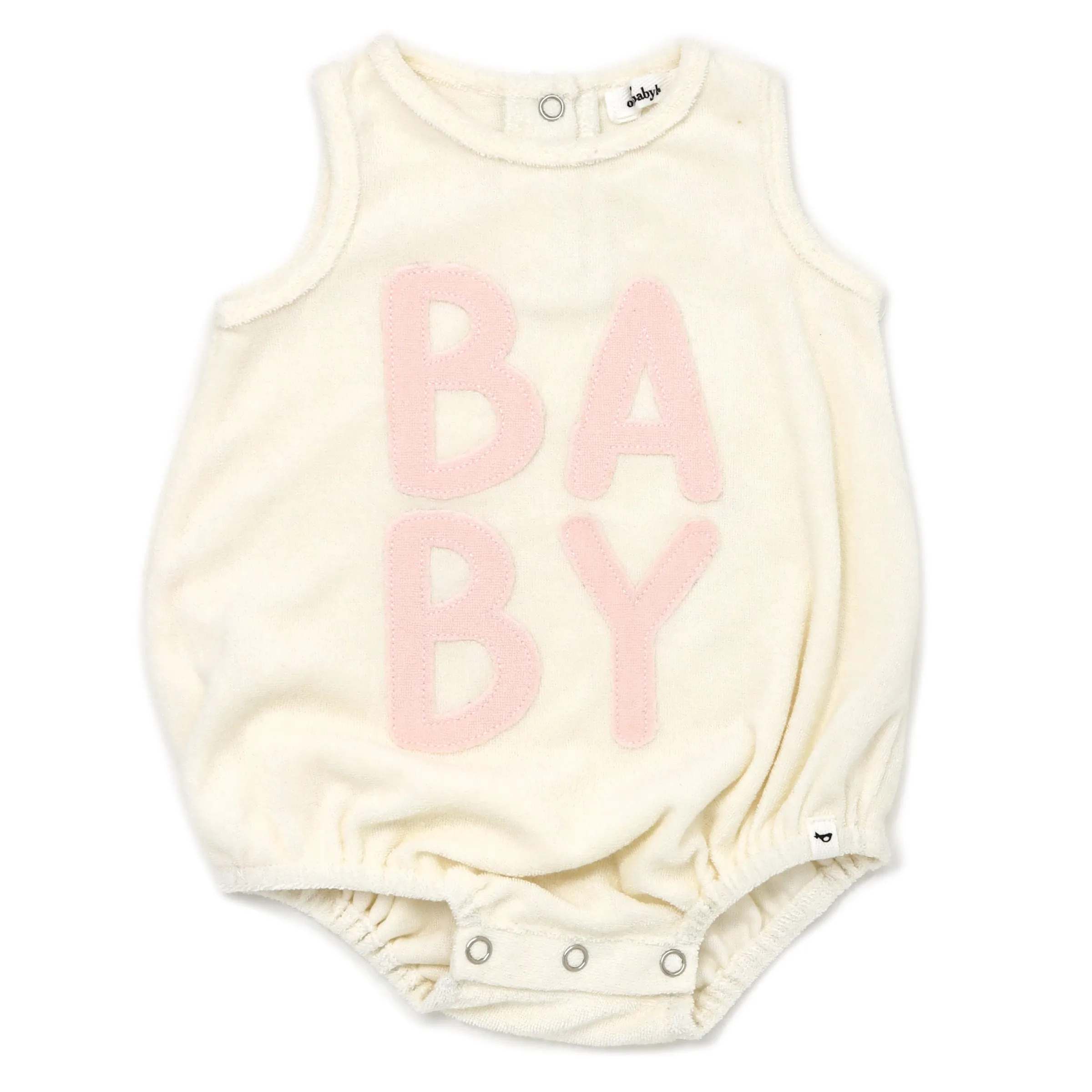 oh baby! Cotton Terry Bubble - Stacked BABY Pink Applique - Cream