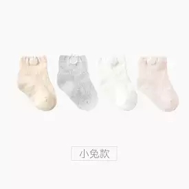 (Pack of 4) Baby combed cotton ultra-thin mesh baby socks