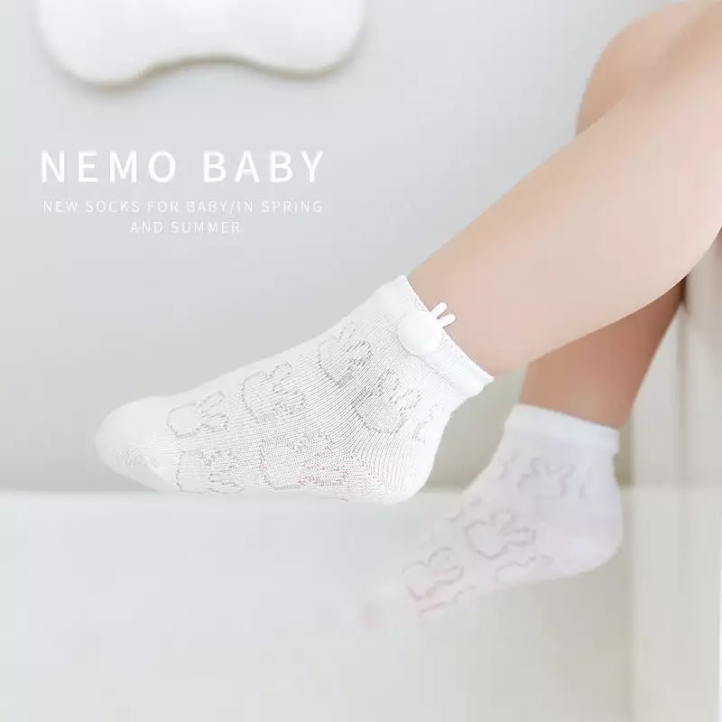 (Pack of 4) Baby combed cotton ultra-thin mesh baby socks