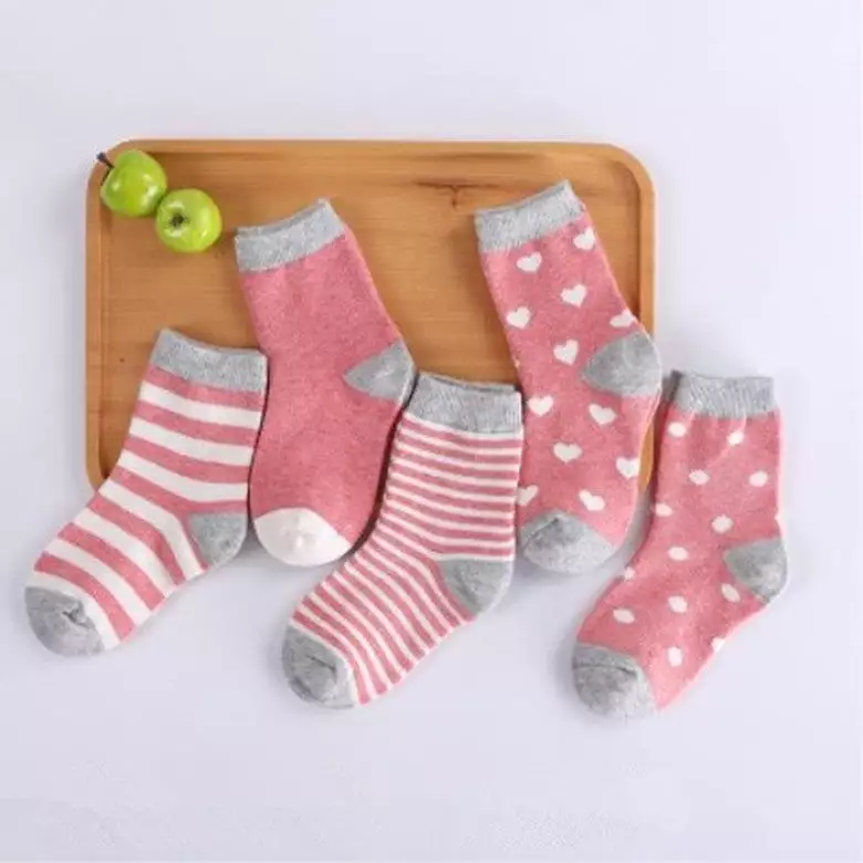 (Pack of 5) New thin baby socks for girls and boys