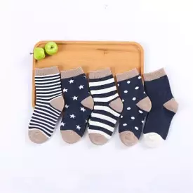 (Pack of 5) New thin baby socks for girls and boys