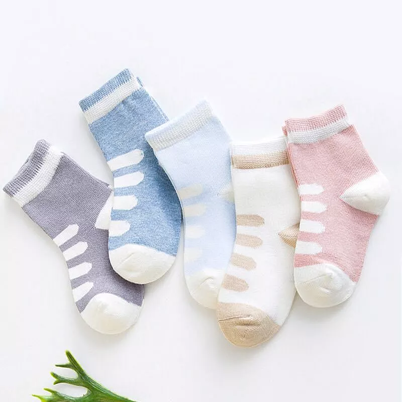 (Pack of 5) New thin baby socks for girls and boys