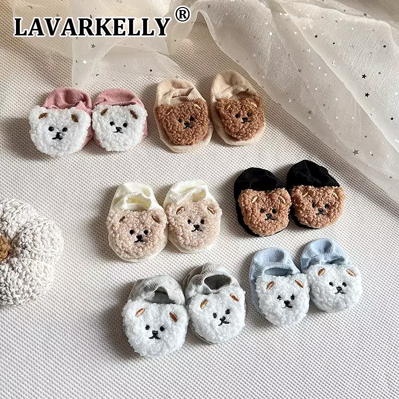 (Pack of 6) Lace anti-slip floor anti-falling newborn baby socks