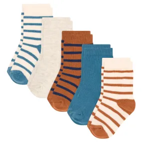 Petit Bateau Baby Set Of 5 Socks Squirrel Brown