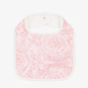 Pink Barocco Print Cotton Baby Bib