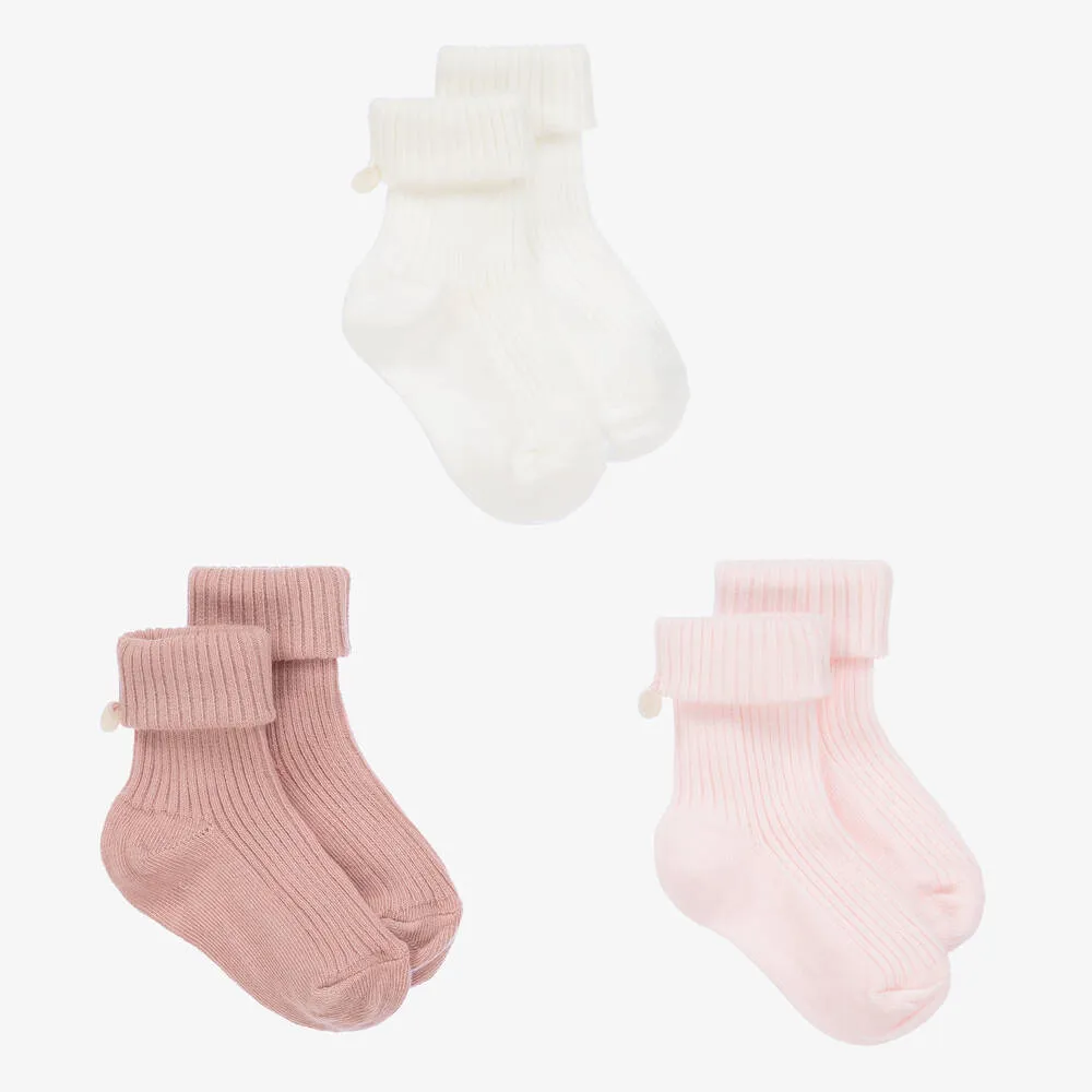 Pink Cotton Baby Socks (3 Pack)